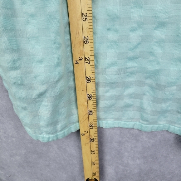 j.jill Textured Side-Button Shirttail Tunic 100%Cotton Women's Size M Blue Green - Picture 10 of 15